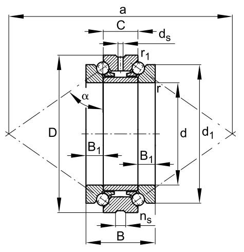 Bidirectional thrust angular contact ball bearing